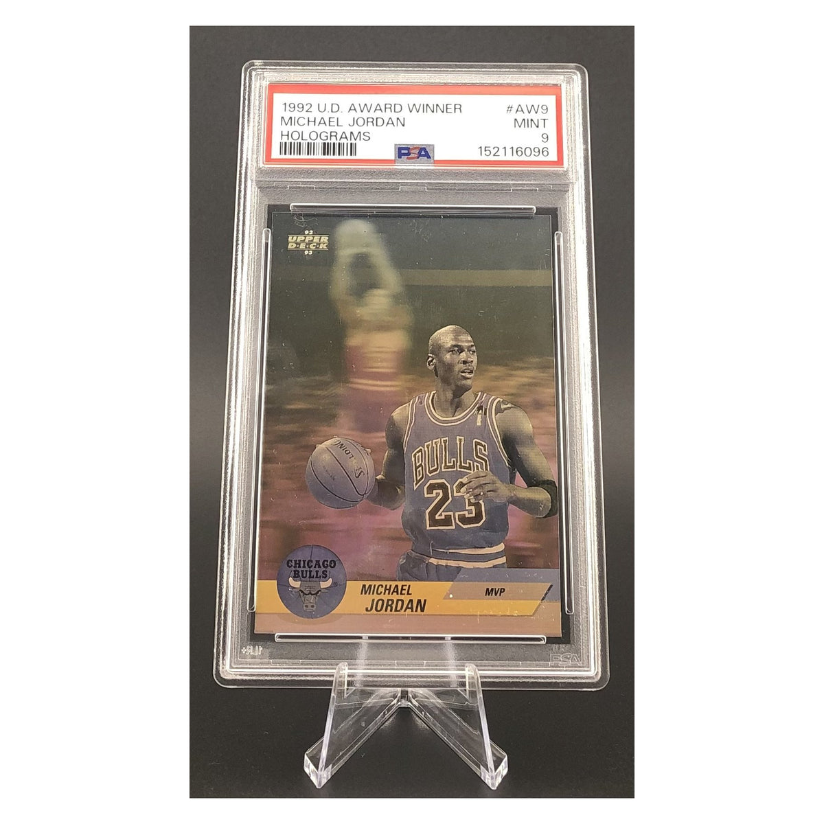 Michael Jordan 1992 Upper Deck Award Winner Holograms #AW9 PSA 9 image 1