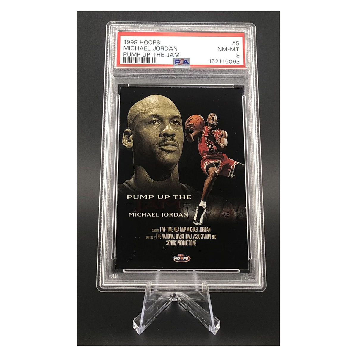 Michael Jordan 1998 Hoops Pump Up the Jam #5 PSA 8 image 1