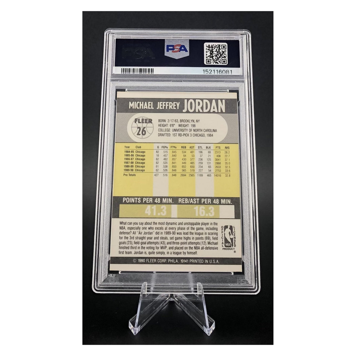 Michael Jordan 1990 Fleer #26 PSA 10 image 2