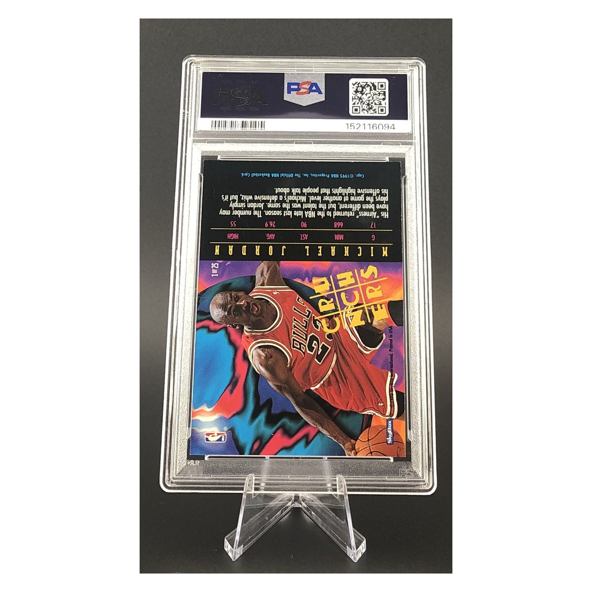 Michael Jordan 1995 Hoops Number Crunchers #1 PSA 7 image 2