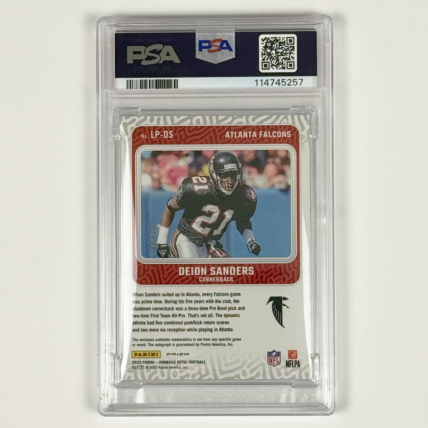 Deion Sanders - PSA 10 POP2, 2023 Donruss Optic, Legendary Patch Autograph