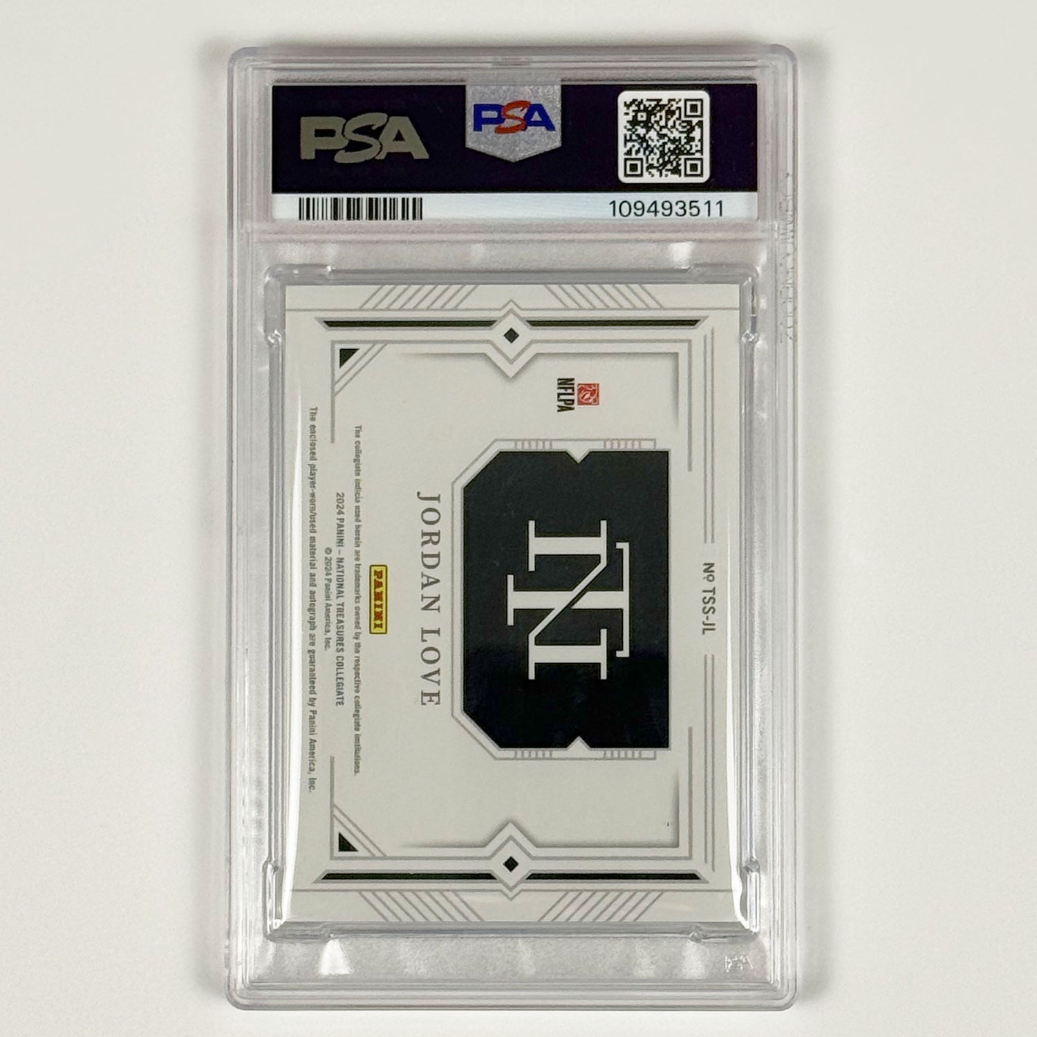 Jordan Love - PSA certified authentic, National Treasures Collegiate Team Slogan Signature Die-cut
