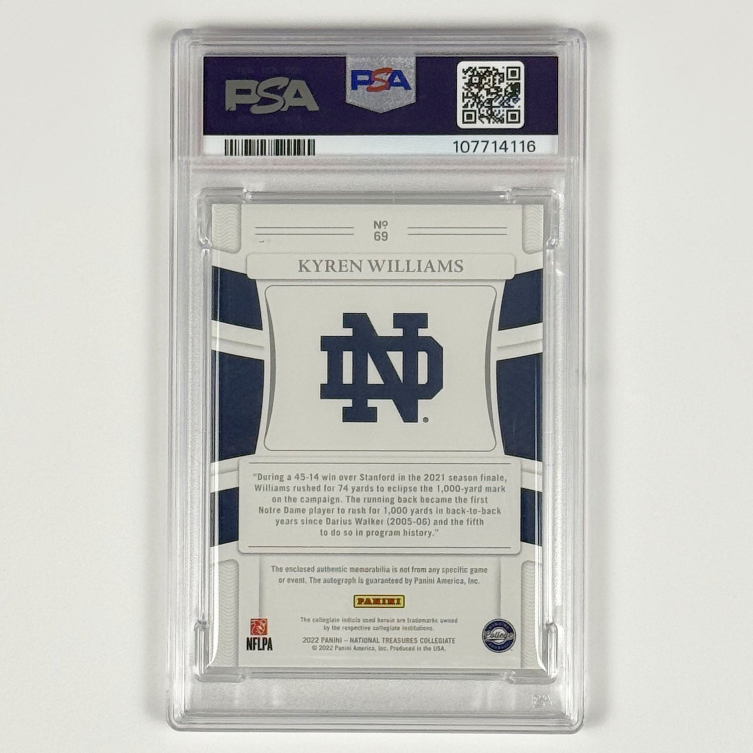 Kyren Williams- PSA 10 POP2, 2022 National Treasures Collegiate, College Material Signature