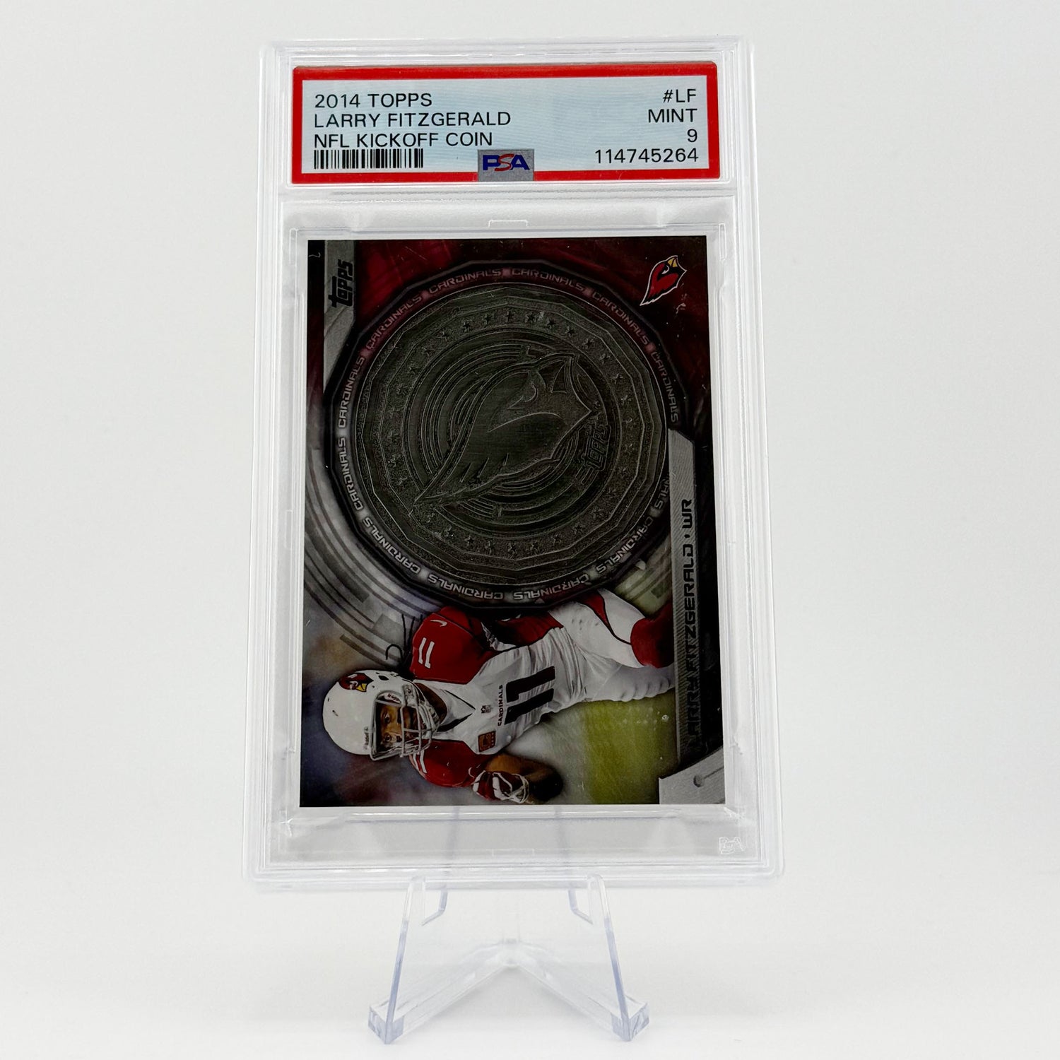 Larry Fitzgerald- PSA 9 POP2 (no grades higher), 2014 Topps NFL Kickoff Coin