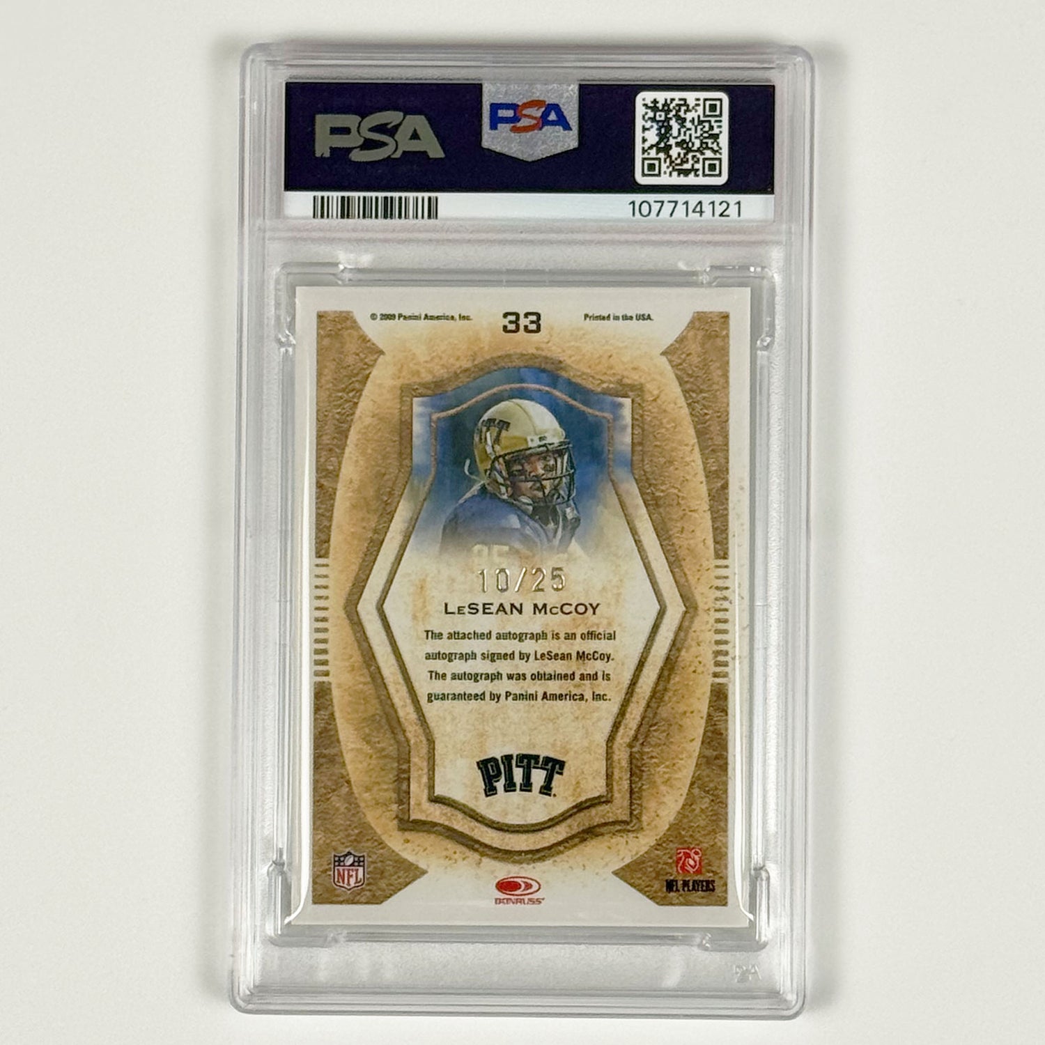 LeSEAN McCOY - PSA9 POP1 (no grades higher), 2009 Donruss Threads Pro Gridiron Kings Signature /25