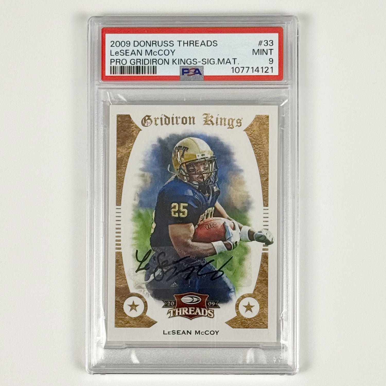LeSEAN McCOY - PSA9 POP1 (no grades higher), 2009 Donruss Threads Pro Gridiron Kings Signature /25